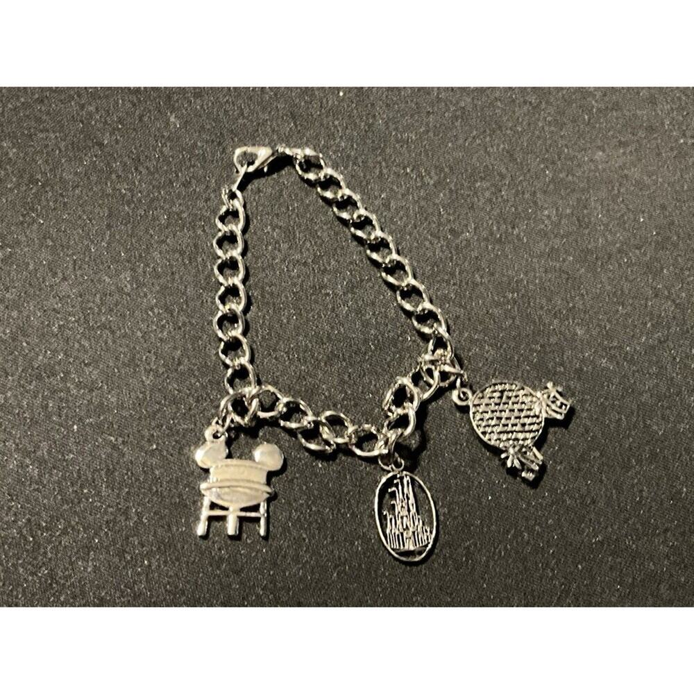 Silver Tone 3 Disney Charm Bracelet Prototype Not Signed